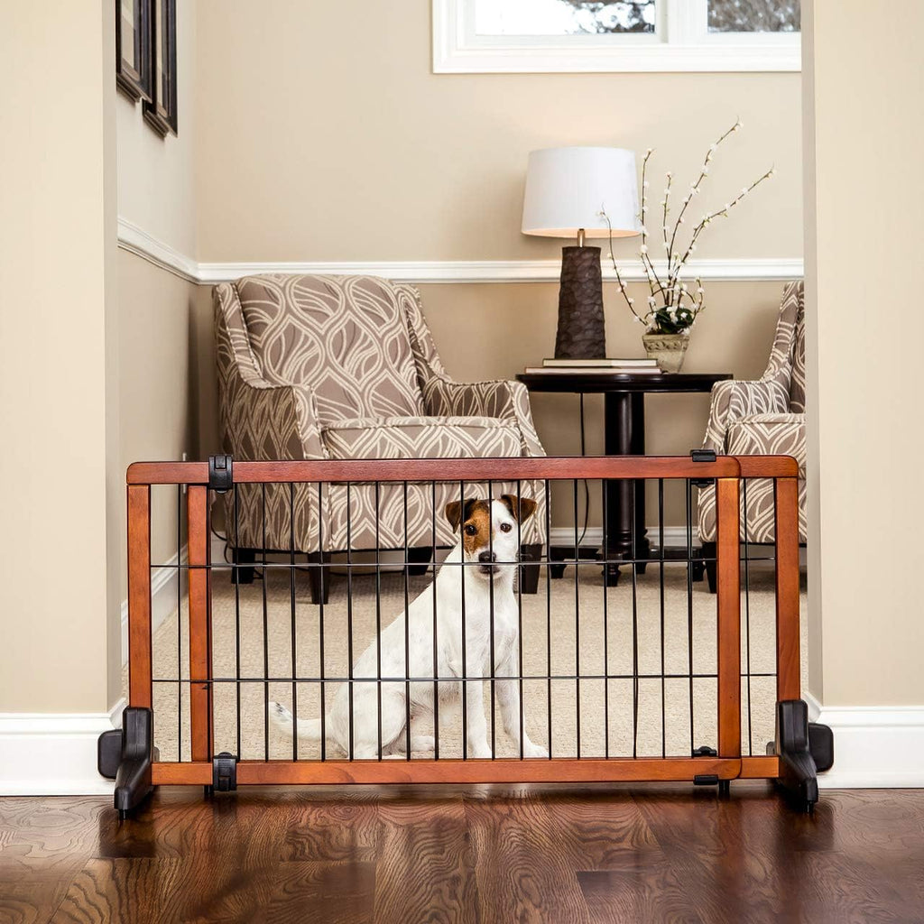 41"-70" Super Wide Dog Gate, Premium Wooden Adjustable Freestanding Pet Gate for Doorways & Hallways