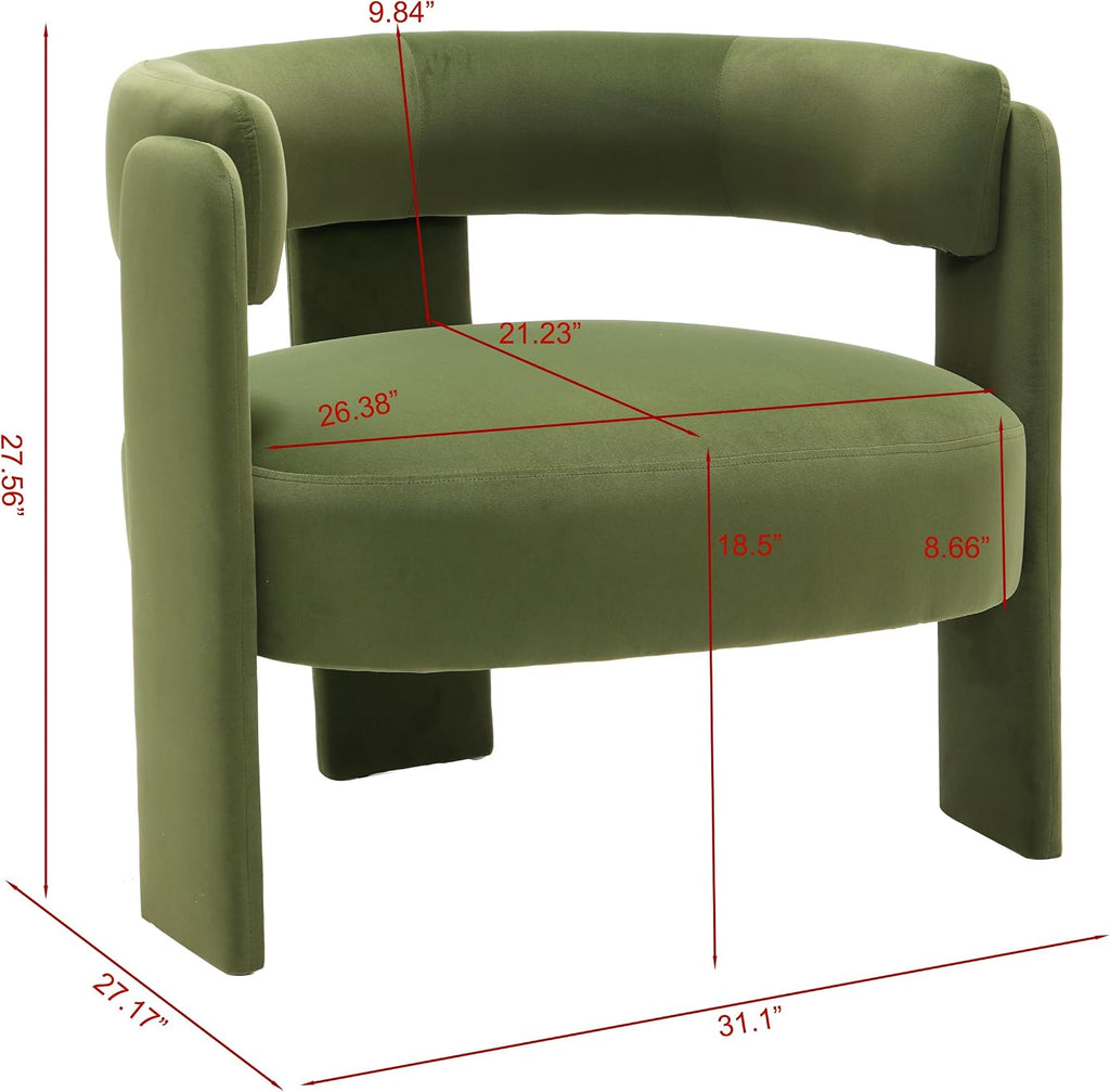 Accent Chair Living Room Velvet Upholstered Barrel Armchair Modern Curved Back Lounge Seat Plush Cushion Reading Sofa