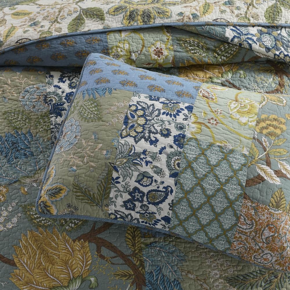 Cotton Bedspread Quilt Sets with 2 Shams, Soft Reversible Bedding Coverlet Sets Oversized California King Comforter