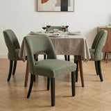 Wooden Dining Chairs Set of 4, Mid-Century Modern Upholstered Kitchen Chairs with Foot Pegs, Green