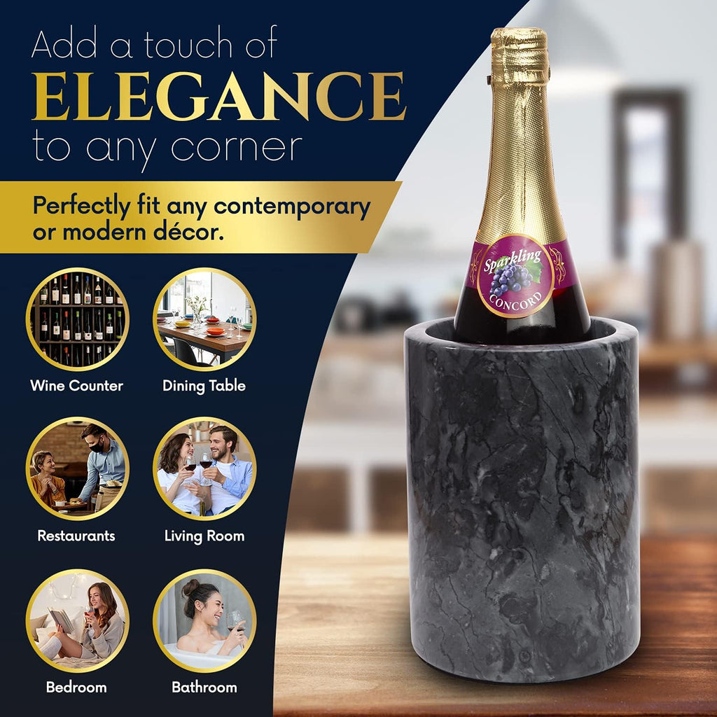 Marble Wine Chiller Bucket - Wine & Champagne Cooler for Parties, Dinner - Keep Wine & Beverages Cold, Wine Chillers