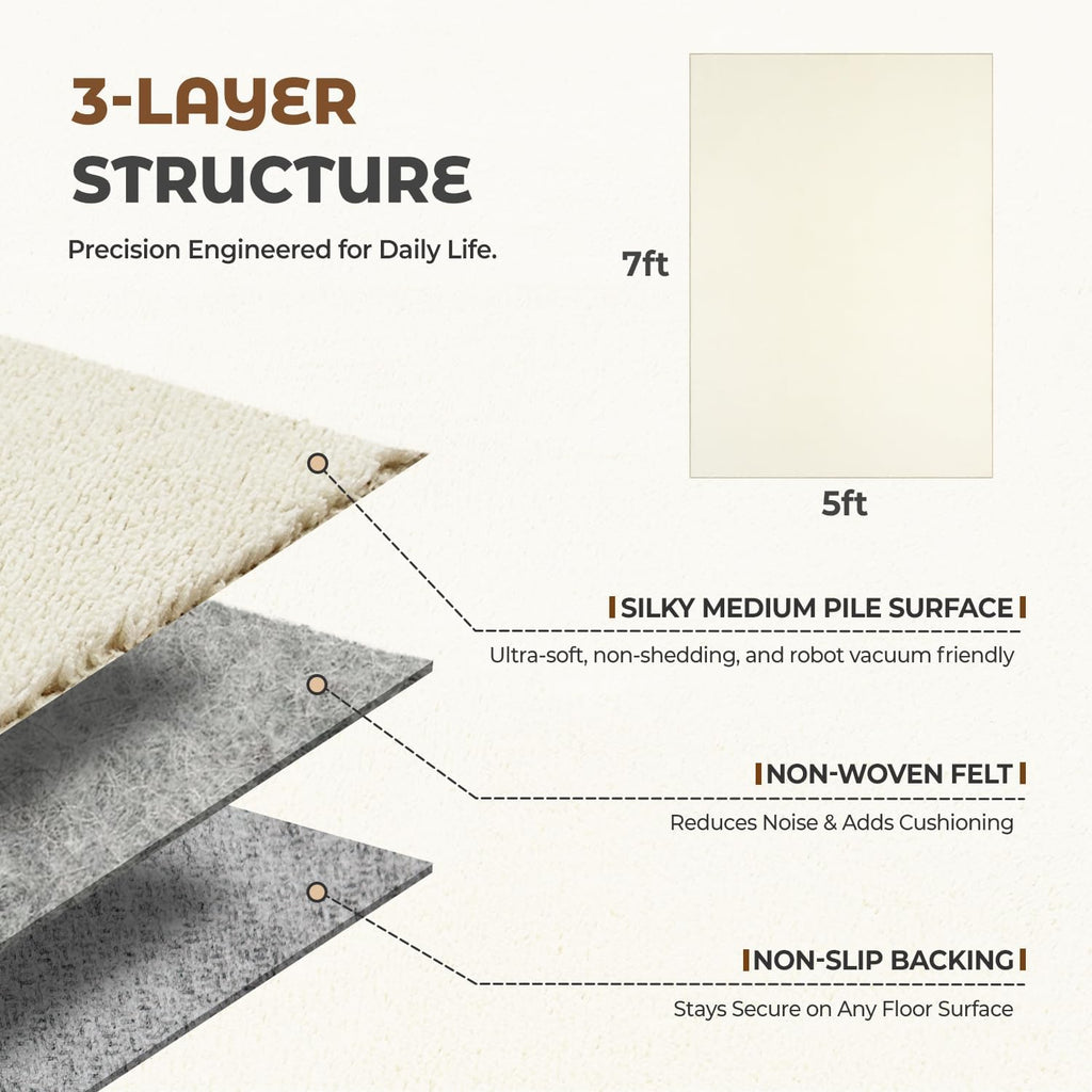 Solid Washable Area Rugs 5'x7', Ultra Soft Solid Color Area Rug for Kids Room,Non-Slip&Medium Pile,Stain Resistant