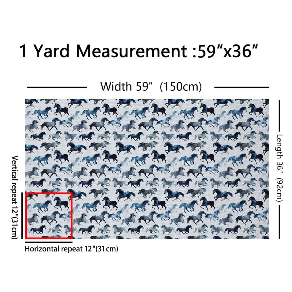 Abstract Horses Watercolor Fabric by The Yard 1 Yard Soft
