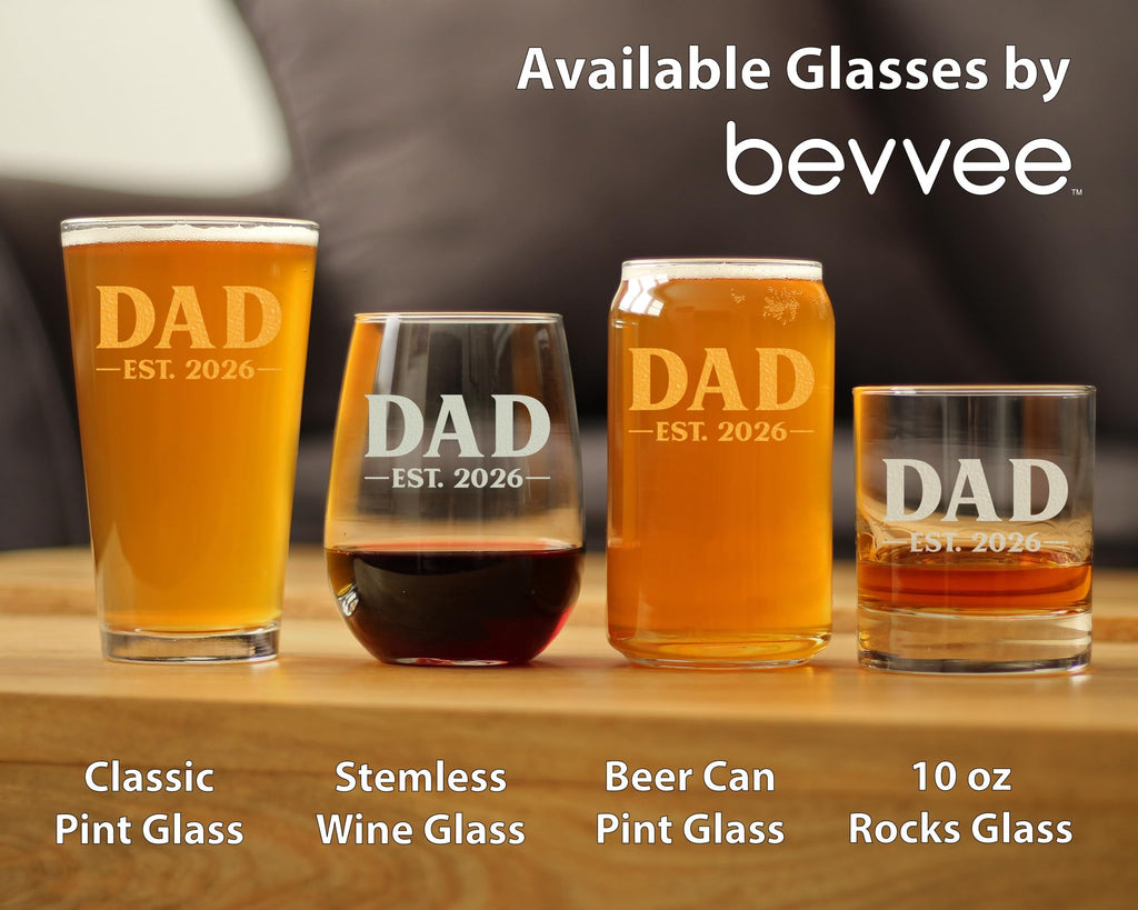 Dad Est 2026 Bold Pint Glass for New Dad - 16 oz
