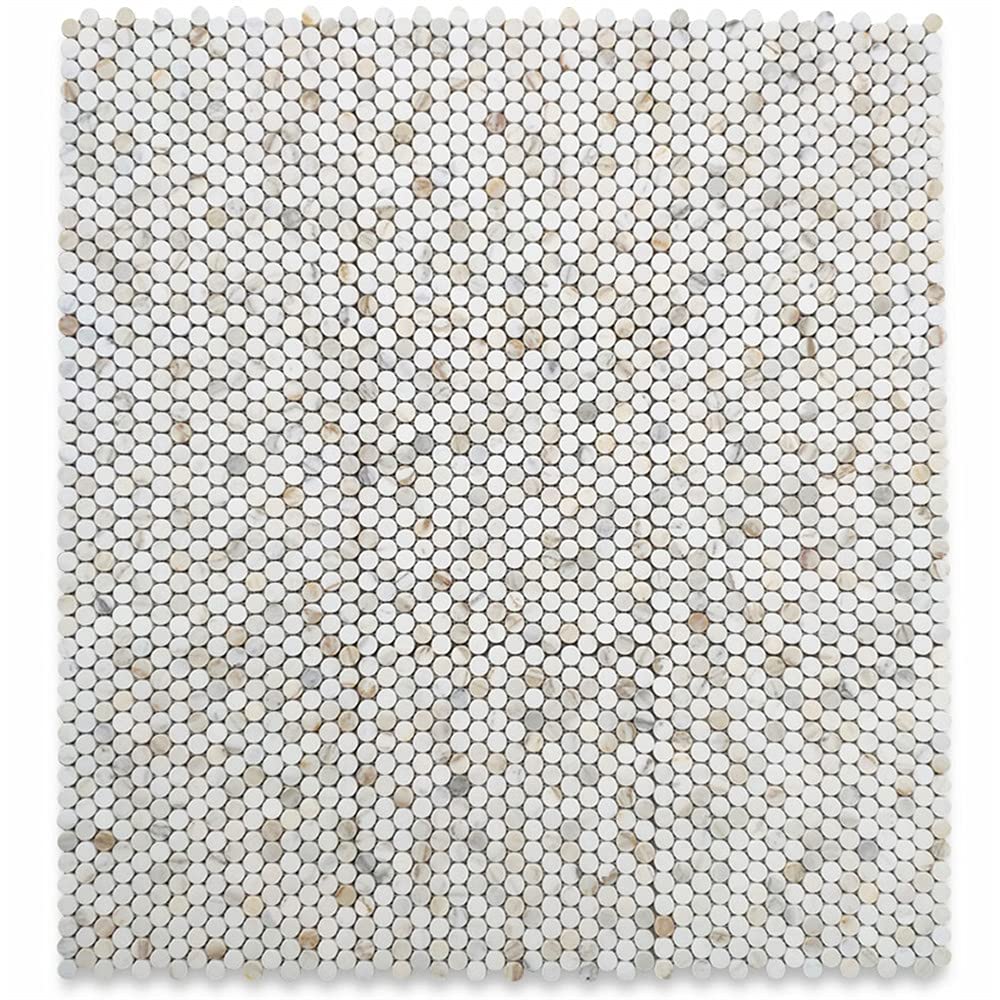 Calacatta Gold Marble 3/4 inch Penny Round Mosaic Tile Honed Kitchen Bath Wall Floor Backsplash Shower (1 Sheet)