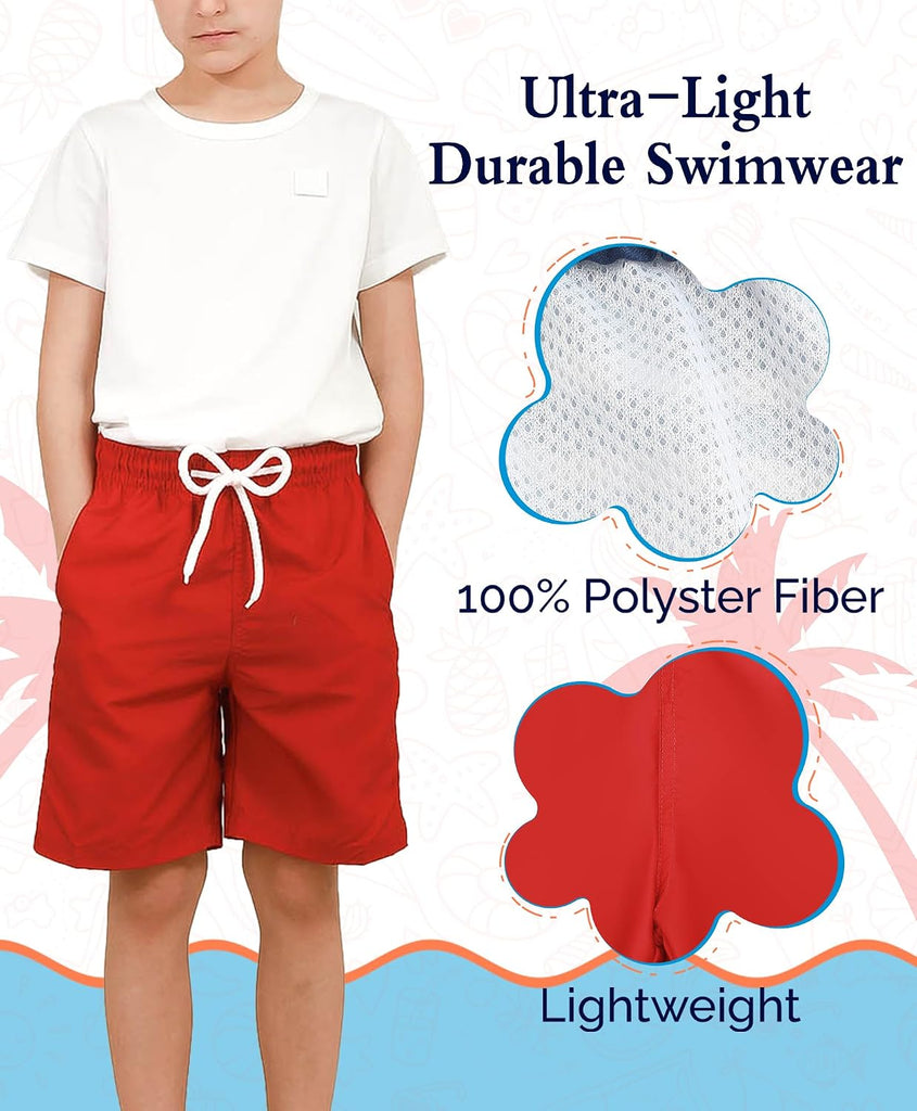 Boys' Swim Trunks Quick Dry Board Shorts with Mesh Liner, /20