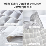 Goose Feather Down Fiber Comforter Queen, 100% Organic Cotton Fabric Duvet Insert,1200TC,750+Fill Po