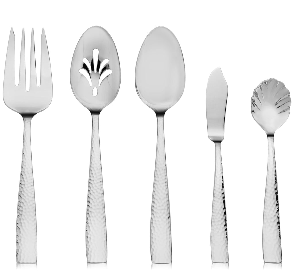 65-Piece Hammered 18/10 Stainless Steel Silverware Cutlery Set, Flatware Service for 12