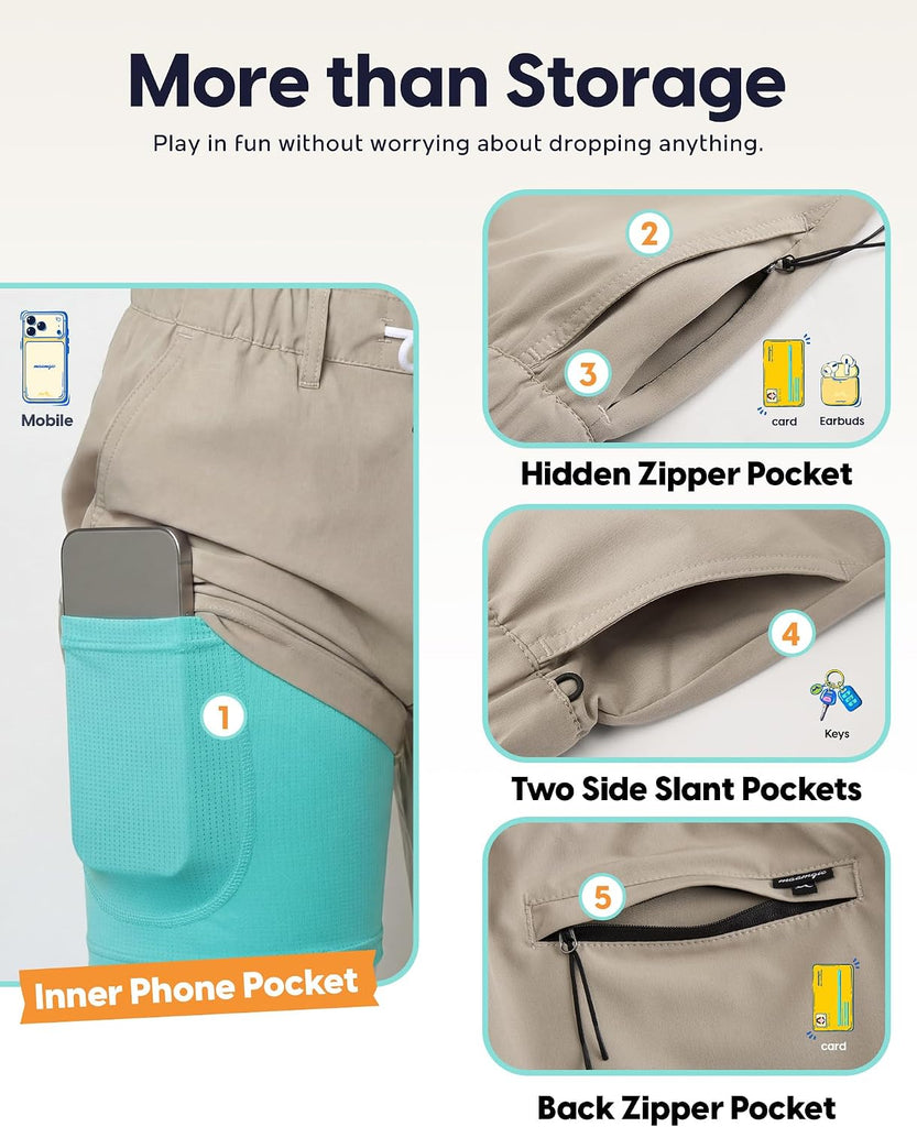 Boys Uniform Shorts Shorts with Liner, 5 Pockets and Elastic Waist