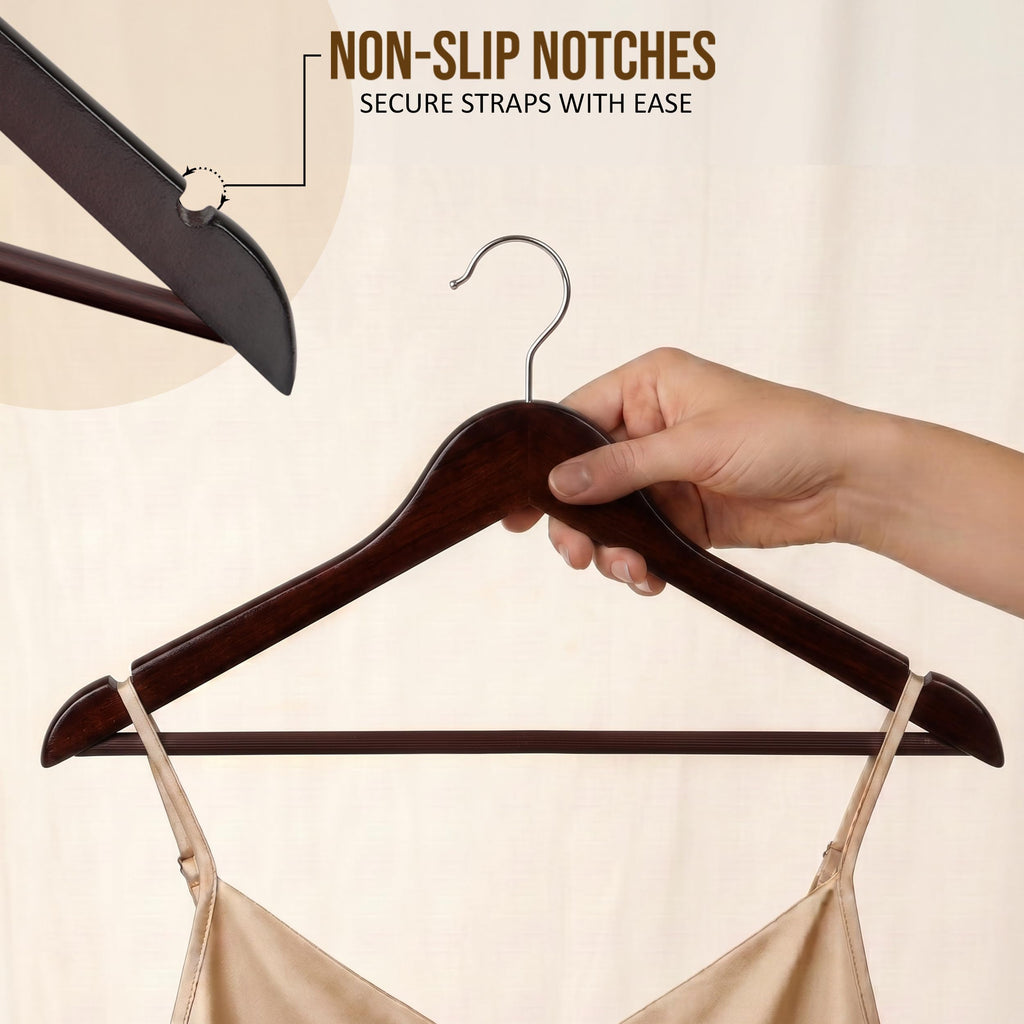 Wooden Hangers 30 Pack - Slim Suit Hangers Brown