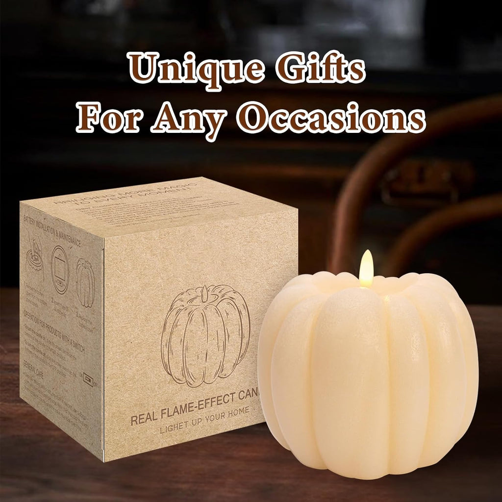 Fall Decorations - Flickering Flameless Wax Pumpkin LED Candle