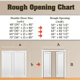 French Doors, 60"x80"Interior Double Doors with Jamb & Hardware Kit, 5-Lite Clear Glass, Solid Core MDF for Bedroom