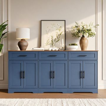 71" Large Sideboard Buffet Cabinet with Storage, Navy Blue