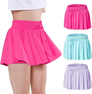 Girls Butterfly Shorts Athletic Flowy Cheer Dance Skorts Teen