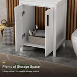 UEV White 24" Bathroom Vanity with Sink Combo,Modern Vanity with Vessel Sink,Stylish Bathroom Vanity Cabinet,Grooved
