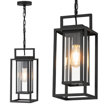 17" Rectangular Double Cage Outdoor & Indoor Hanging Pendant Light