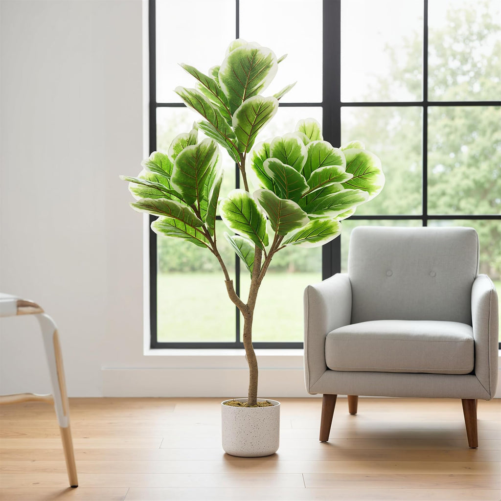 3.3FT Artificial Fiddle Leaf Fig Tree with Pot, Evergreen Tall Fake Plants, Large Potted Fake Fig Trees Floor Plants