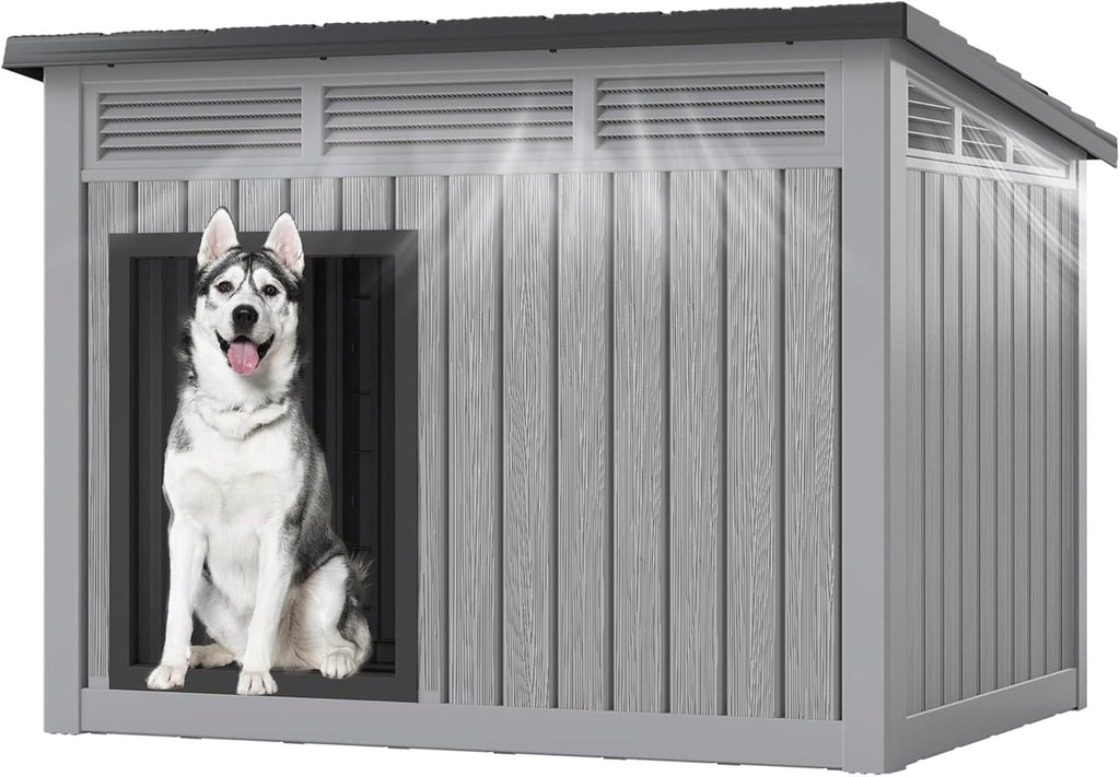 Large Dog House with Weatherproof Roof for Indoor & Outdoor Use - Big Dog House for Large Medium Dogs(42.8" L x 33" W