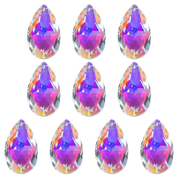 K9 Crystal Pendants Teardrop Beads, 10 Pack 38mm Prisms DIY Electroplating Purple