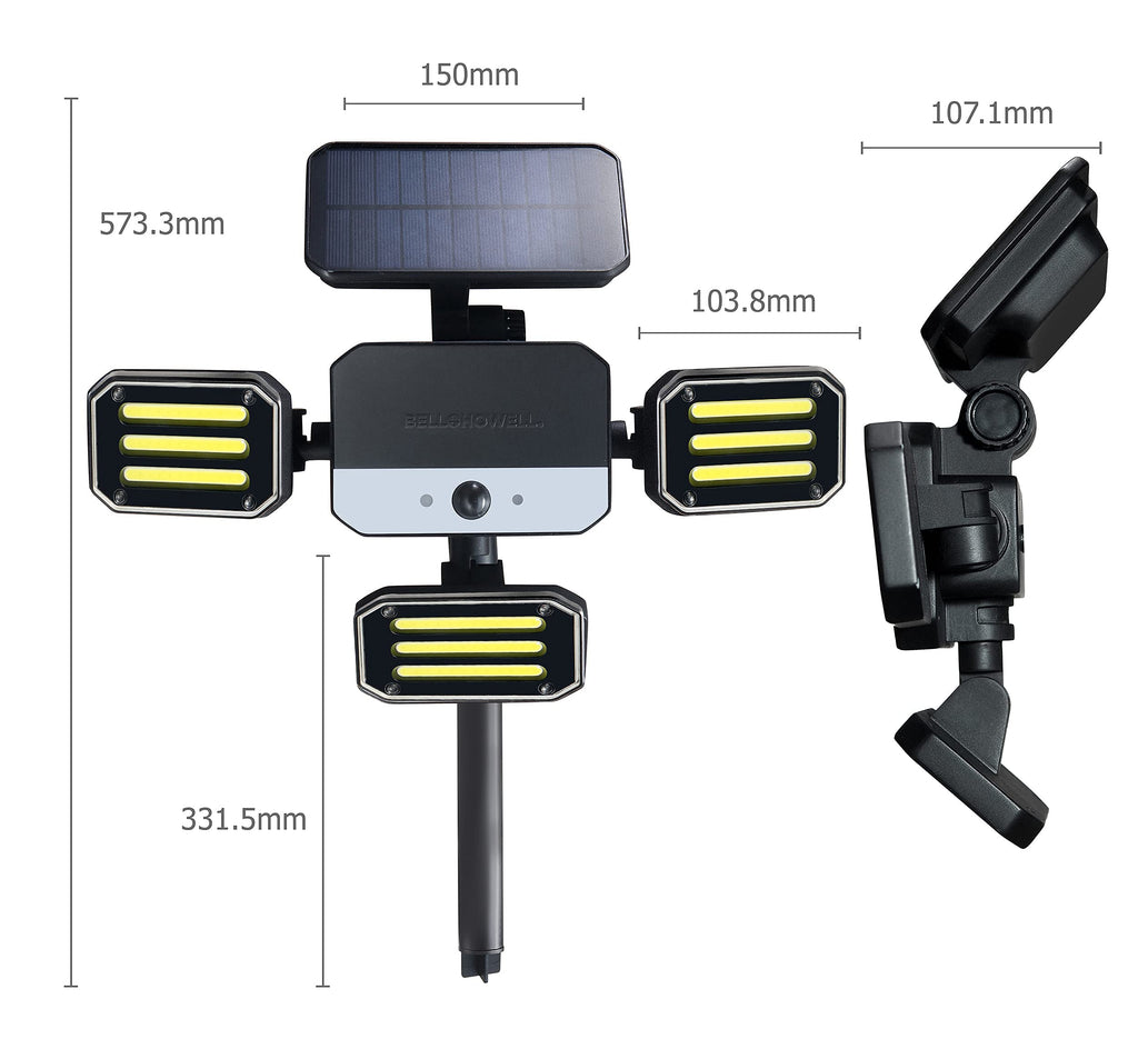 Bionic Floodlight Solar Light Outdoor Waterproof Patio Light Motion Sensor Outdoor Lights w/ Remote Control 3 Heads