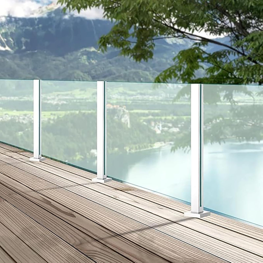 Glass Railing Post, No-Punch / 304 Stainless Steel Glass Railing Spigot with Slots & Base, Heavy-Duty Clamp Bracket