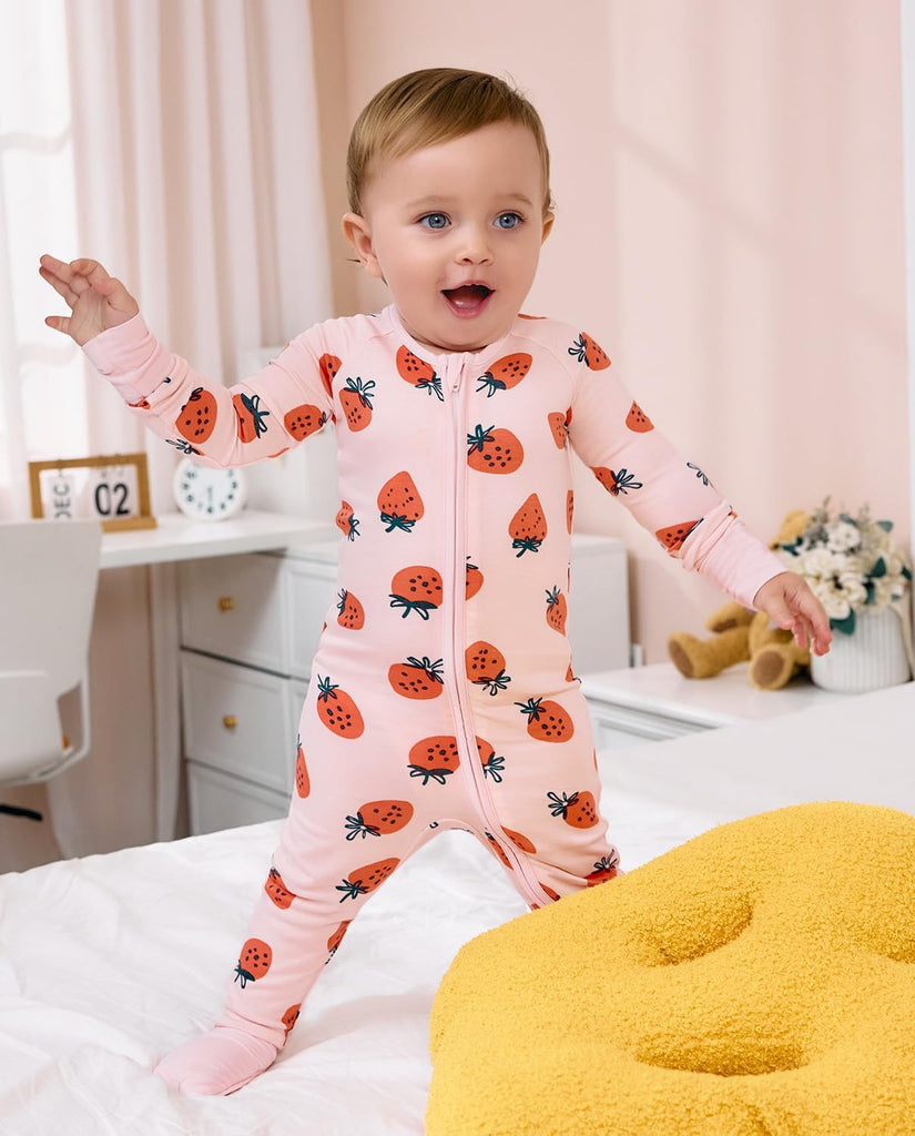 Viscose Derived from Bamboo Baby Footie Pajamas Convertible Sleeper for Baby Girl Zipper Onesie