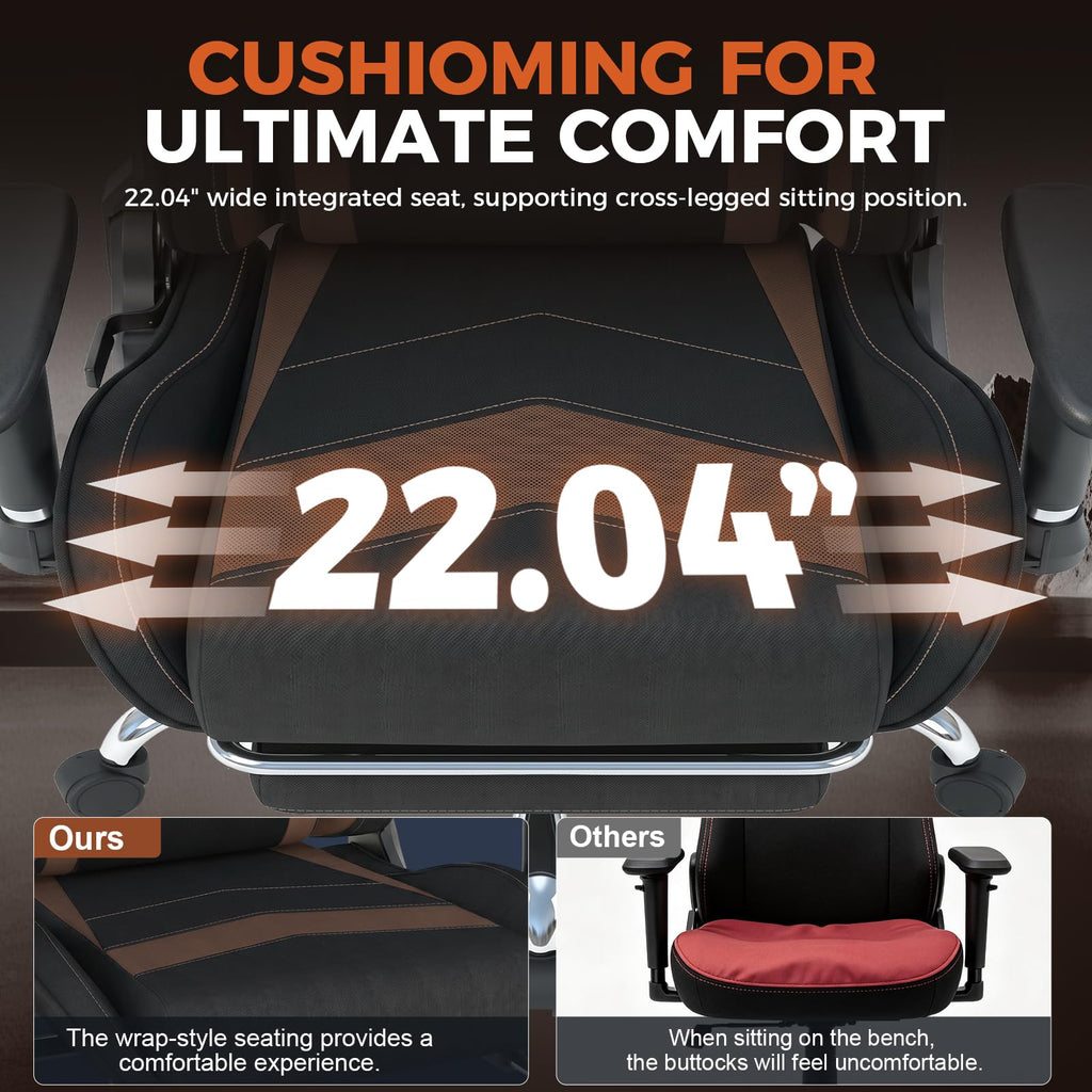 Gaming Chair High Back Ergonomic Computer Chair with Breathable Fabric, with Lumbar Support, 8-Way Adjustable