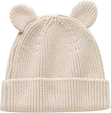 Cotton Baby Beanie Winter Knitted Hat with Bear Ear
