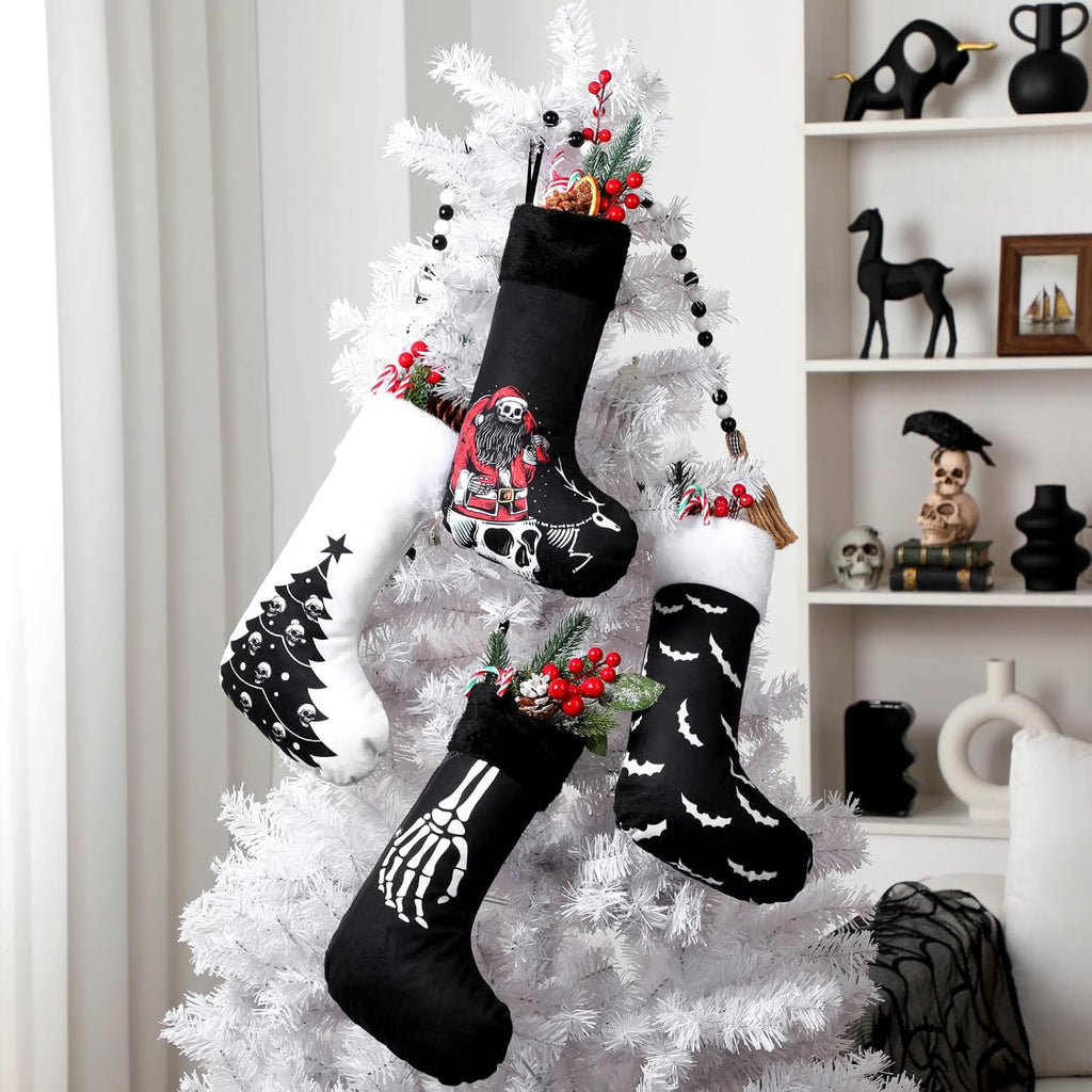 Christmas Stockings, Scary Theme Goth Plush - Set of 4