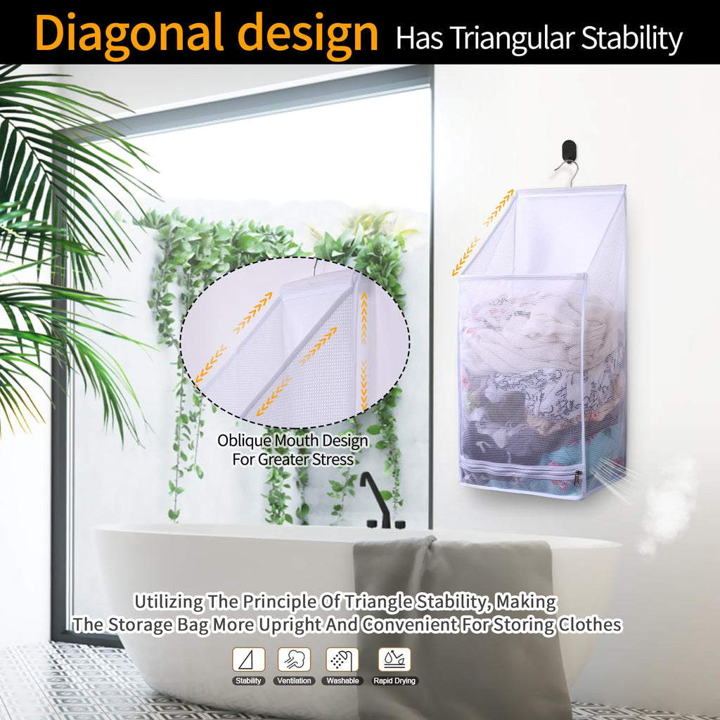 Hanging Collapsible Breathable Mesh laundry bags,Fast Drying Portable Space Saving Laundry Hamper ,Rv Laundry Hamper
