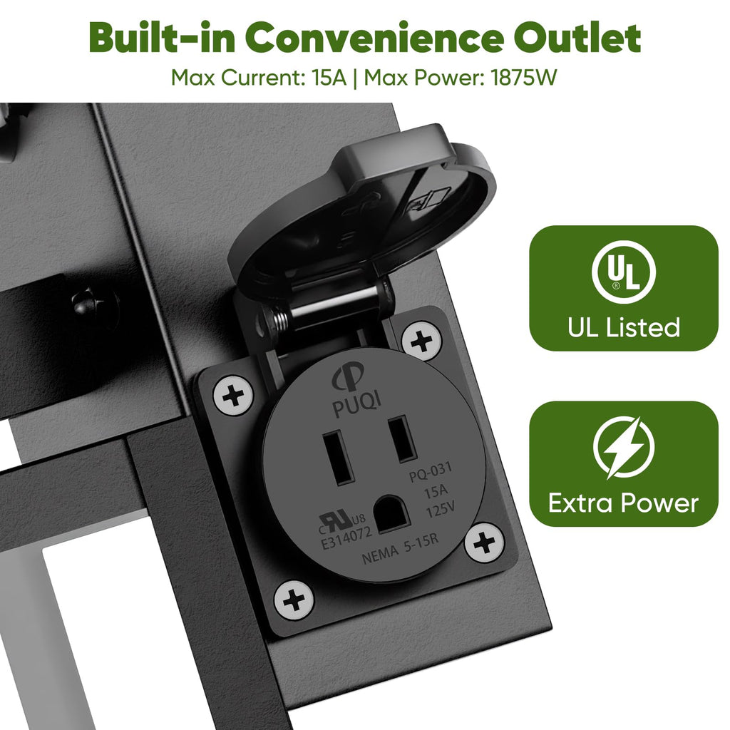 2-Pack Upgraded Motion Sensor Porch Lights with Outlet, Black