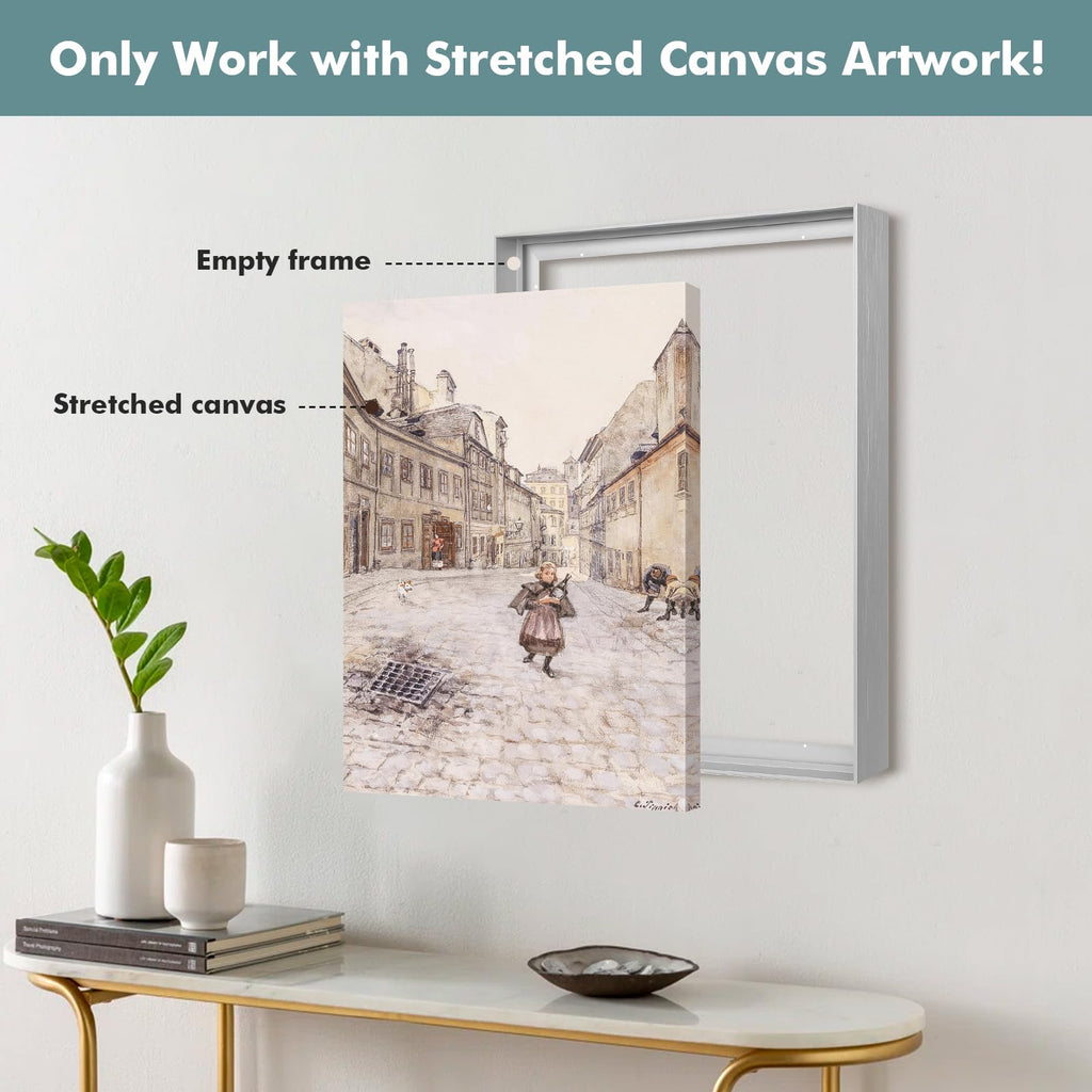 36x48 Canvas Floater Frame for Modern Art Prints, 5/6" Deep, Silver