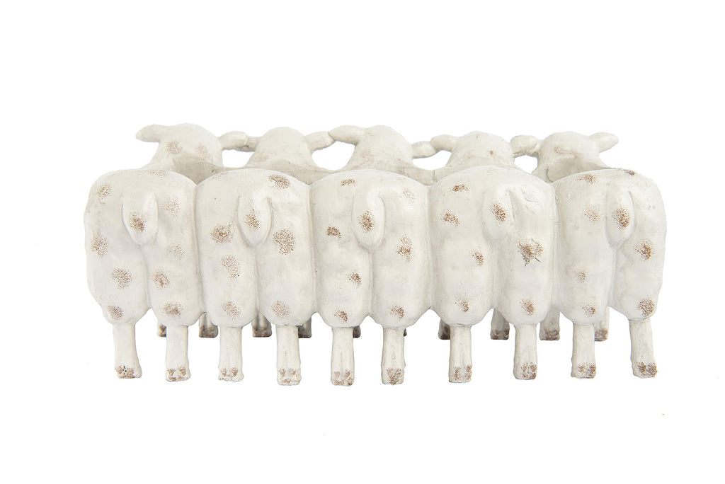 Farmhouse Sheep Trough Planter, Resin, Cream Antique Finish, 13"L