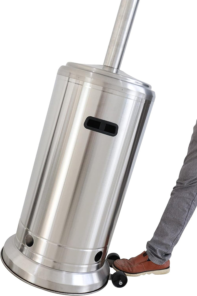 32in Propane Patio Heater, 46000 BTU Steel Gray Outdoor Standing Heater | Extensive Heating Radius With Quiet