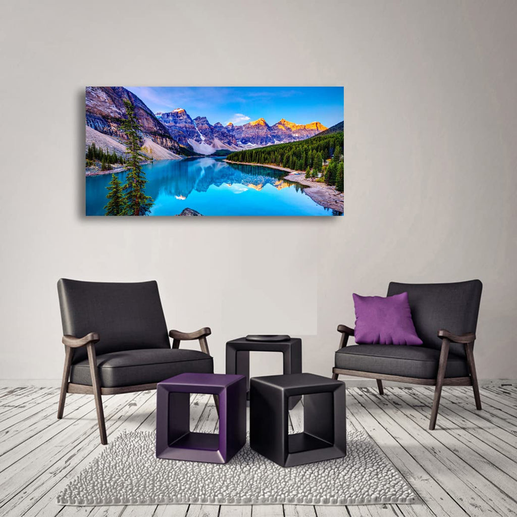 Wall Art Lake Mountain Landscape Picture Print Canvas Wall Art Modern Giclee Artwork Home Decor Stretched and Framed