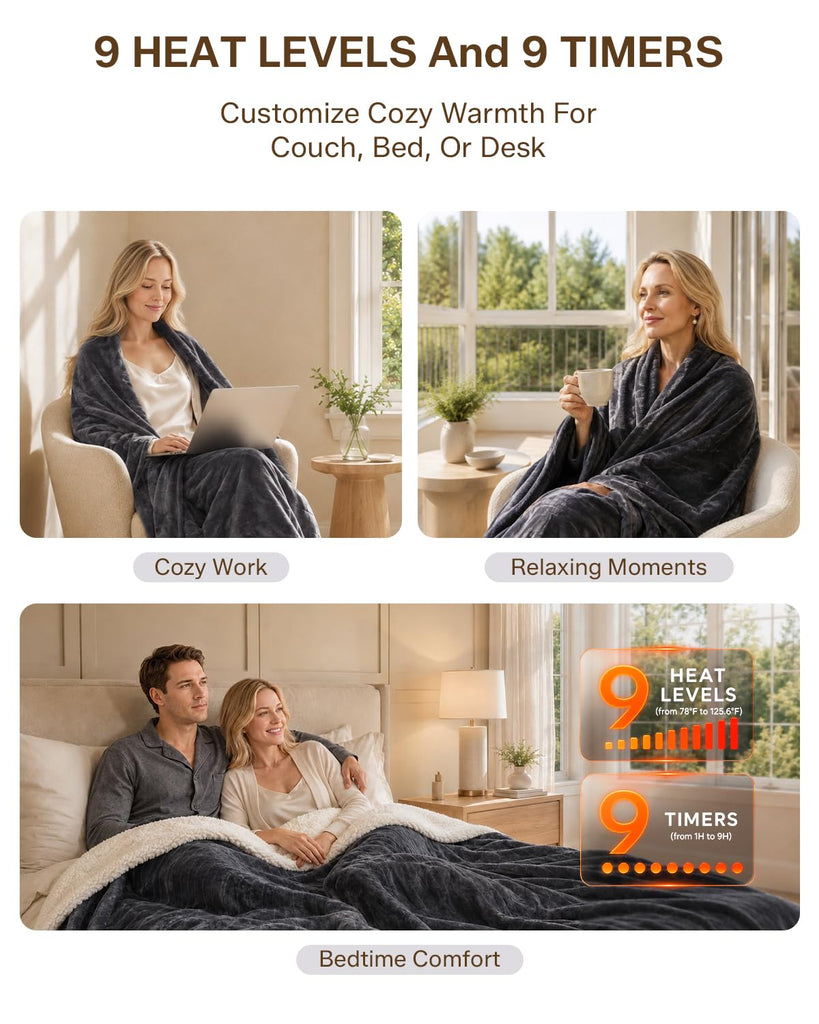 Fast Heated Blanket : Even Heats to 78 °F in 3 Minutes