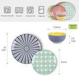 Ceramic Dinnerware Sets, 12-Pieces Plates and Bowls Sets, Scratch Resistant Dishes set for 4