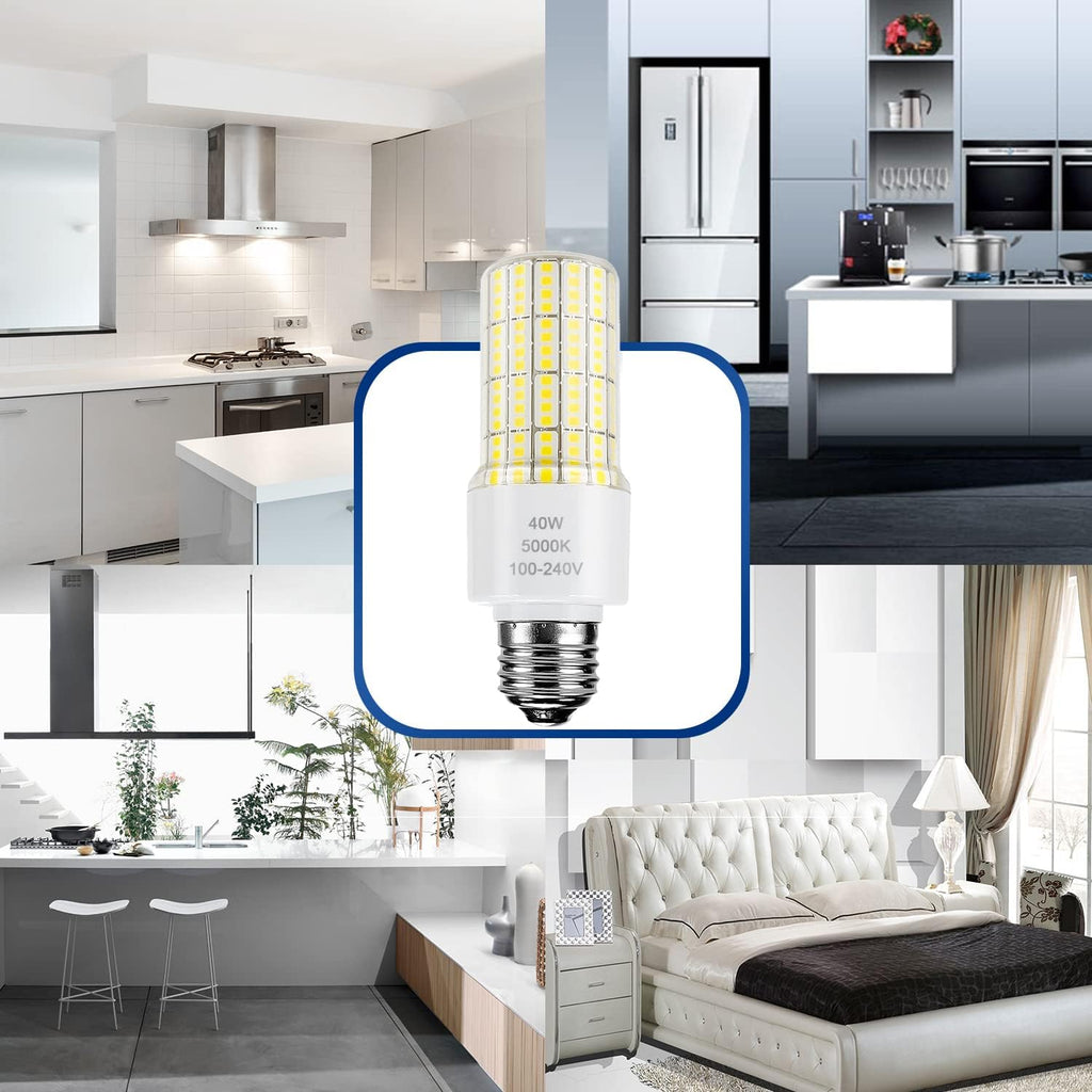 ZP 40W Led Light Bulb 300W Equivalent 5000 Lumen 5000K Daylight White A19 Bulbs, E26/E27 Base Corn Waterproof