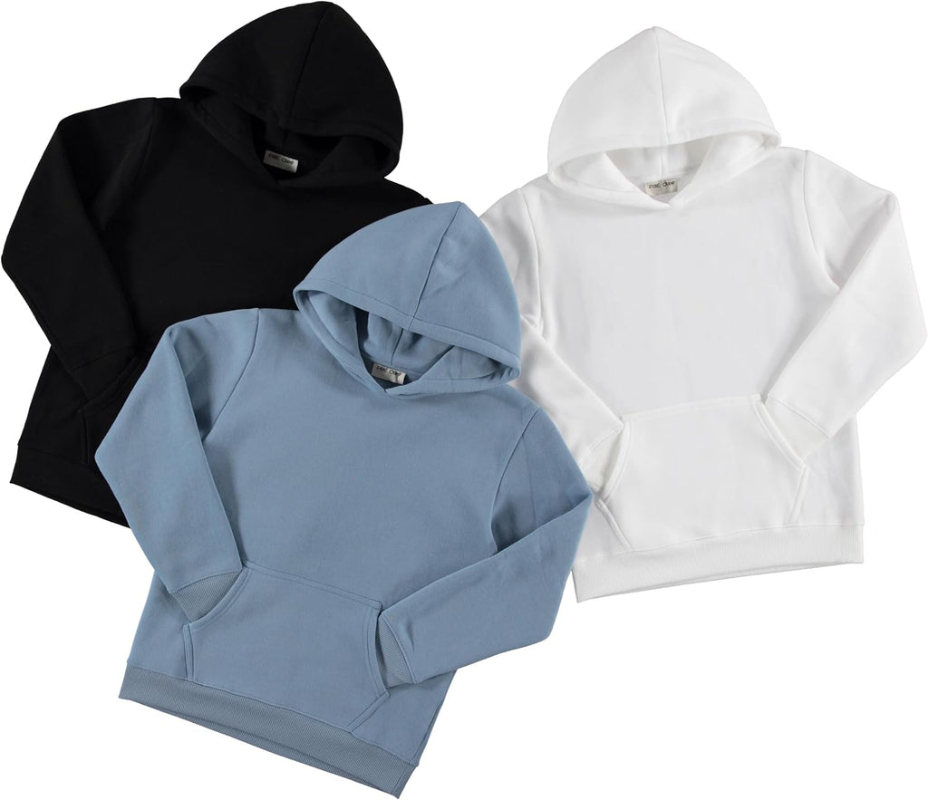 Boys Hoodies 3 Pack Fleece Pullover & Zip-Up Sweatshirts for Boys Kids Youth Plain Basic Everyday Wear