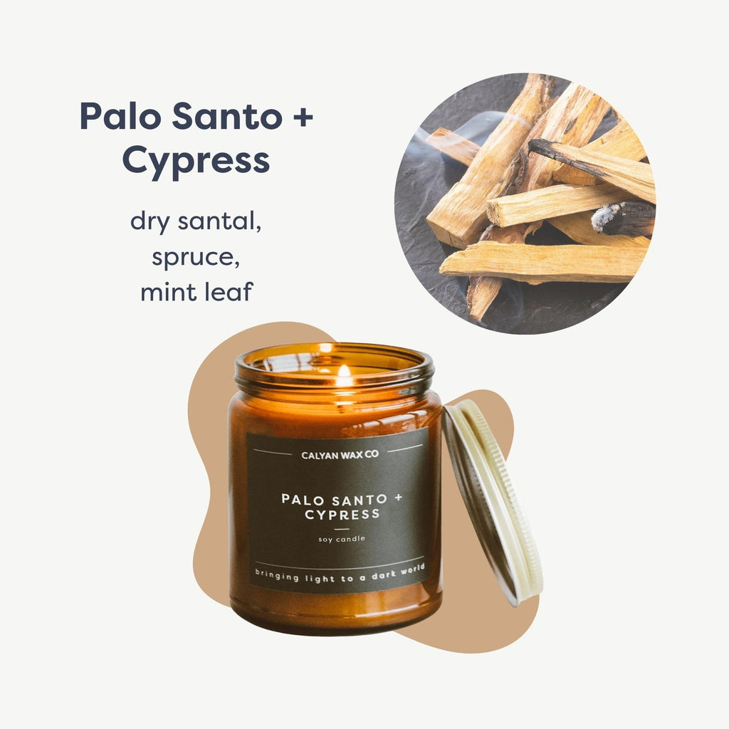 Palo Santo & Cypress Scented Candle - 57 Hour Burn
