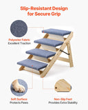 Wood Pet Stairs, 4-Step Dog Stairs for Beds, Sofa & Cars, 150lbs Load Capacity, Floded Flat Design
