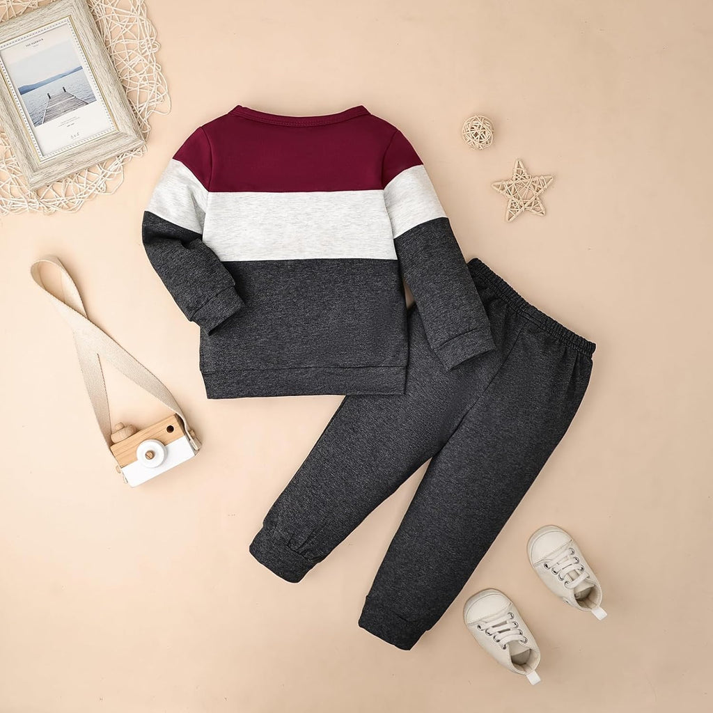 Baby Boy Fall Winter Clothes Toddler Boy Outfits Long Sleeve Patchwork Sweatshirt Tops Pants 2 Piece