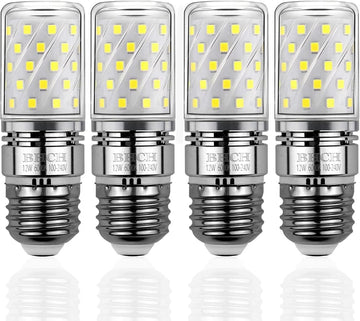 E26 LED Corn Bulbs, 12W, 6000K Daylight White, 1200LM, Edison Screw Base, 100W Incandescent Equivalent, Pack of 4