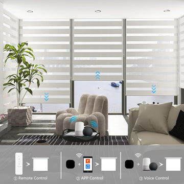 Motorized Blinds with Remote, 95% Blackout Smart Electric Zebra Shades, Built-in Rechargeable Tubular Motor Automatic