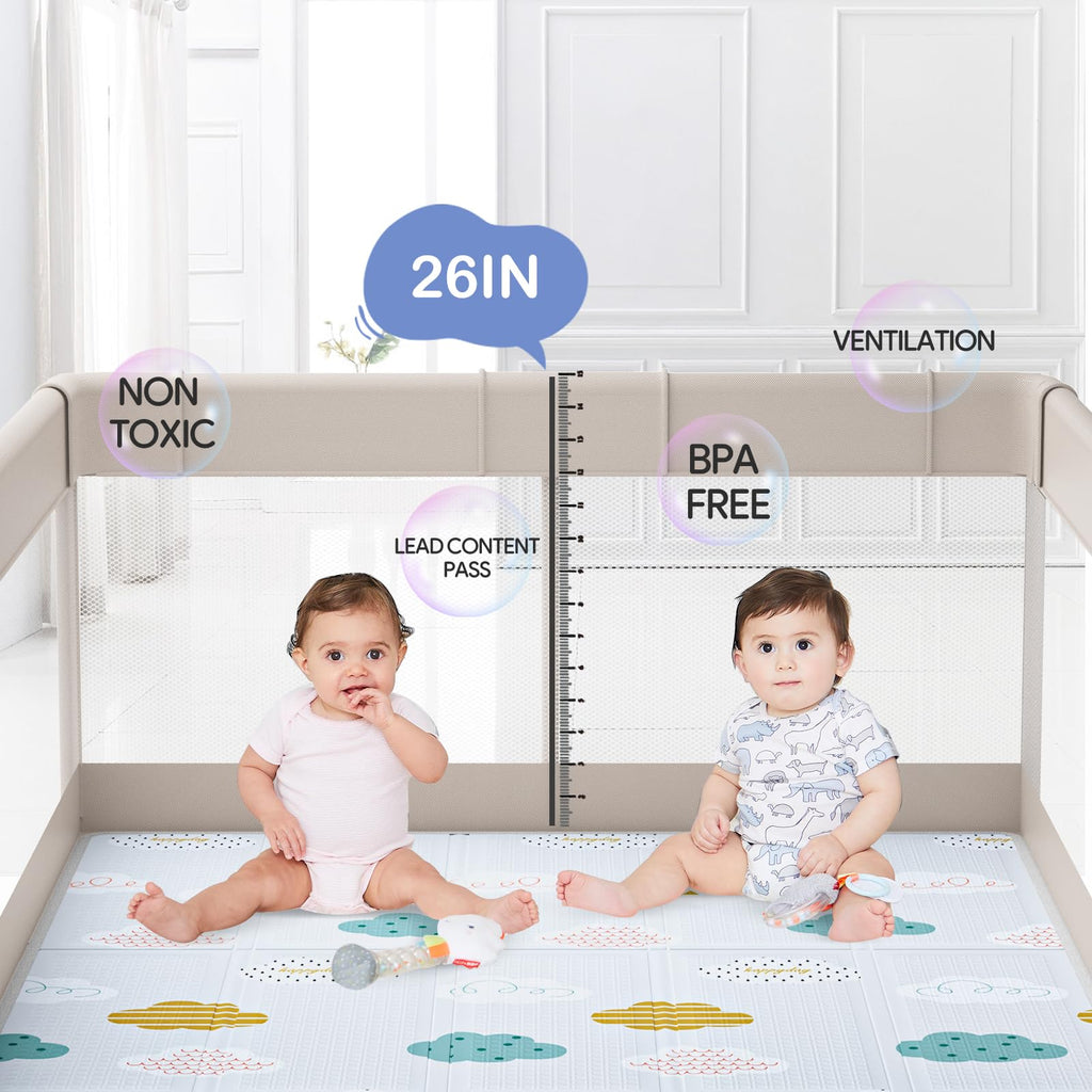Baby Playpen with Mat, 71x59inch Extra Large Playpen for Toddlers