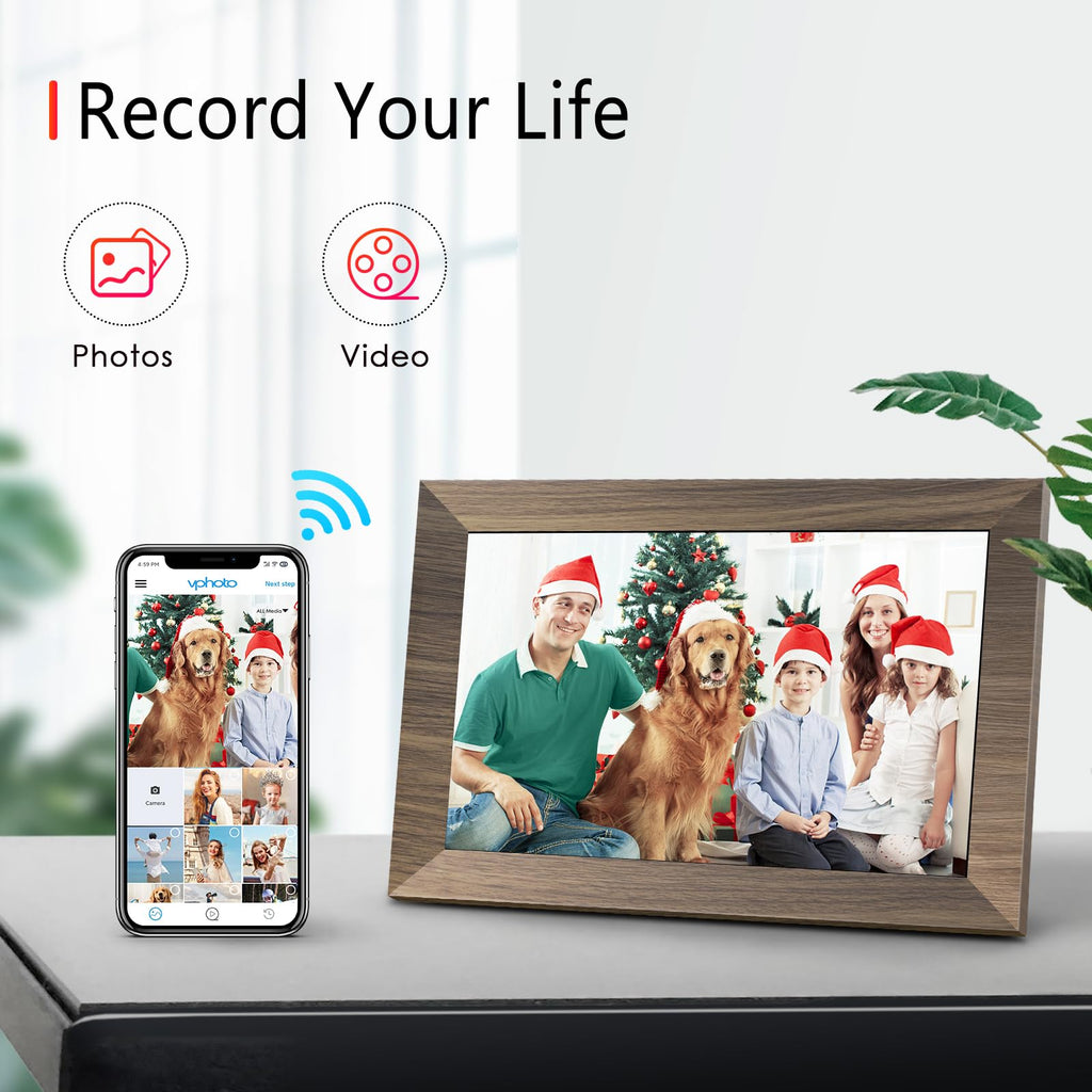 WiFi Digital Picture Frame 10.1 Inch, IPS Touch Screen Smart Cloud Digital Photo Frame with 16GB Storage, Wall