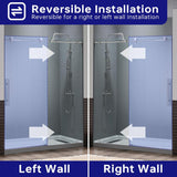 Frameless Sliding Shower, 56"-60" Width, 76" Height, 3/8" (10 mm) Clear Tempered Glass, Brushed Nickel Finish