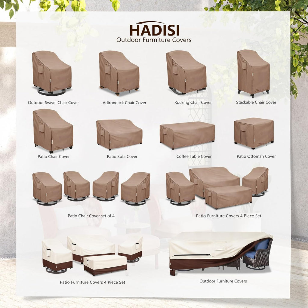 Patio Chair Covers for Outdoor Furniture Waterproof 4 Pack, Heavy Duty Waterproof Outdoor Swivel Chair Cover (30"W