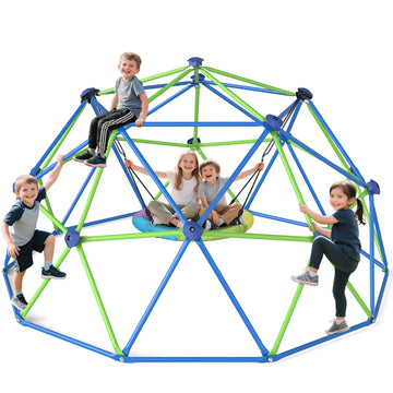 Climbing Dome Jungle Gym with Swing 10 ft Outdoor Playset Kids Playground