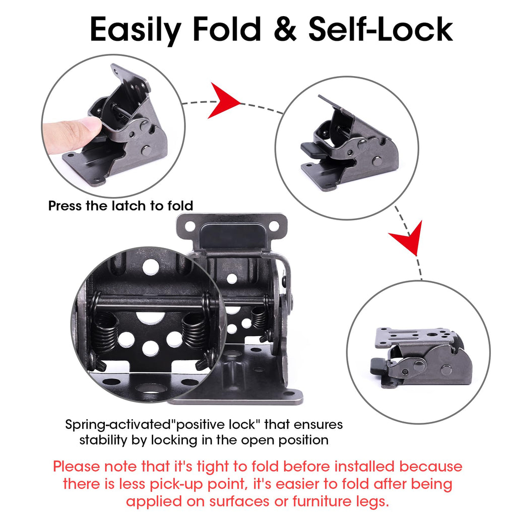 12 Pack Locking Hinge for Folding Table Brackets(Black)